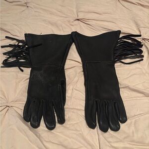 Vintage 90’s Shepler’s 100% Deerskin Black Leather Fringe Motorcycle Gloves NEW